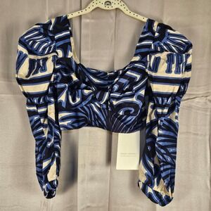 NWT‎ Eugenia Fernandez Womens Blue Tropics Nador Top Blouse XS